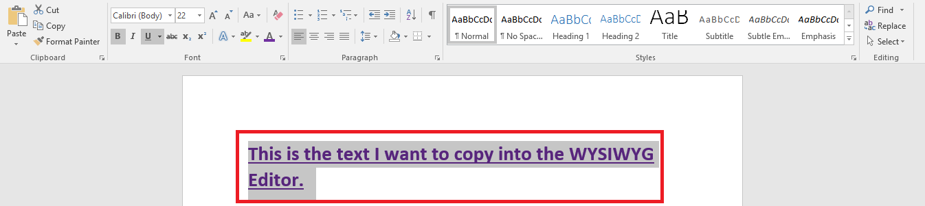 cannot copy and paste text into word